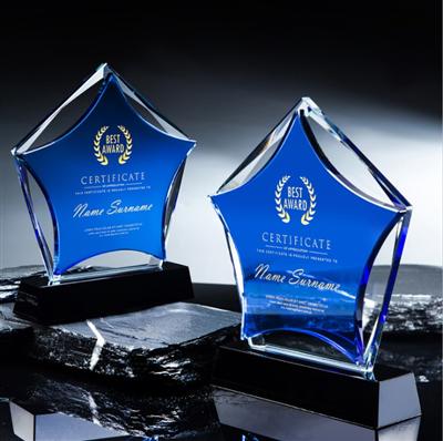 五角星元素水晶獎杯